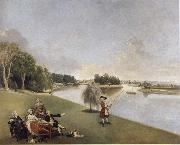 A View of the grounds of Hampton House with Mrs and Mrs Garrick taking tea  Johann Zoffany